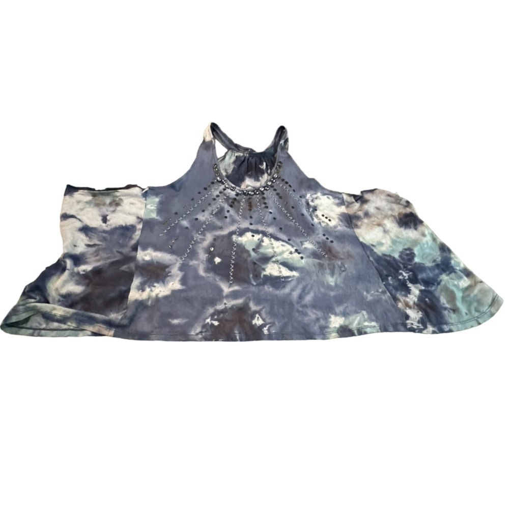Y2K No brand/Tags Tie die extremely oversized tank Review Measurements Blue Hues